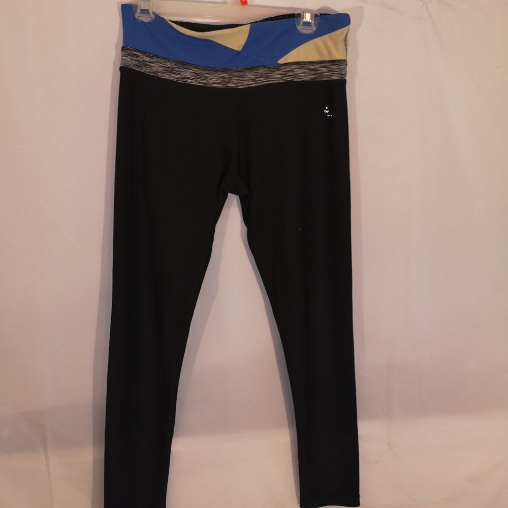 Reebok Ladies Ankle Length Black with Blue & Lime Green on Waist
